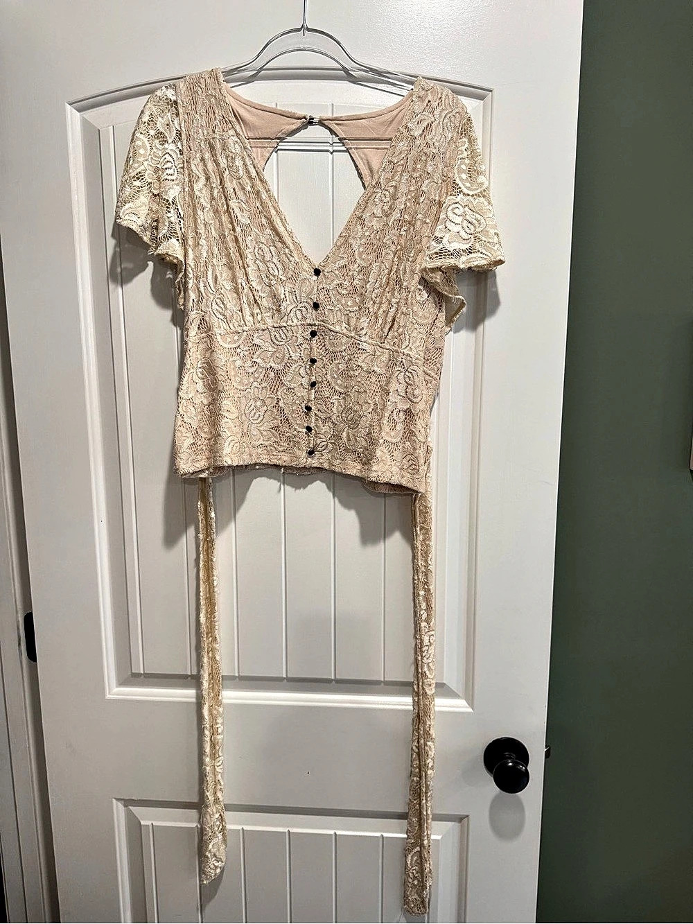 Anthropologie Lace Blouse in Beige Size XL NWT